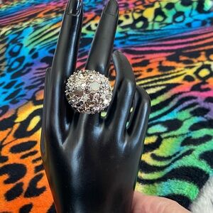 Park Lane Silver and Crystal Dome Ring